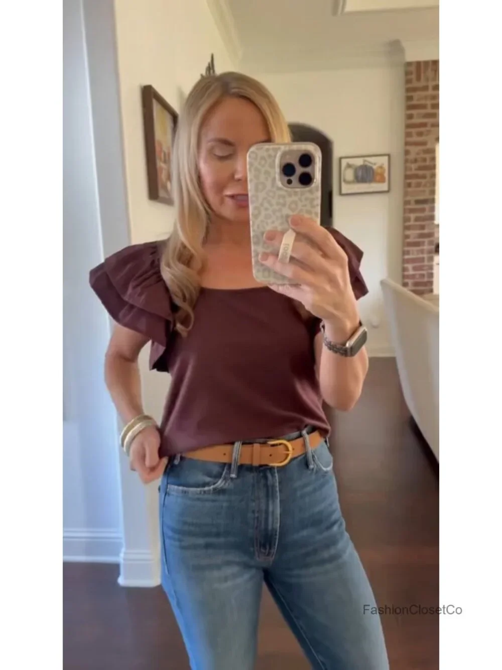 Genuine Suede Women's Belt with Gold Buckle - Casual Dress Belt